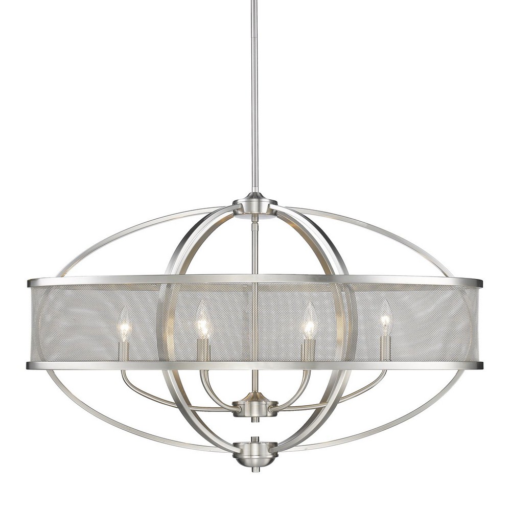 Golden Lighting-3167-LP PW-PW-Colson - 6 Light Linear Pendant in Durable style - 22.88 Inches high by 36.25 Inches wide Pewter Pewter Pewter Finish